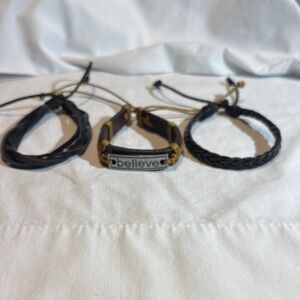 Believe Leather Bracelet Set - Black and Brown